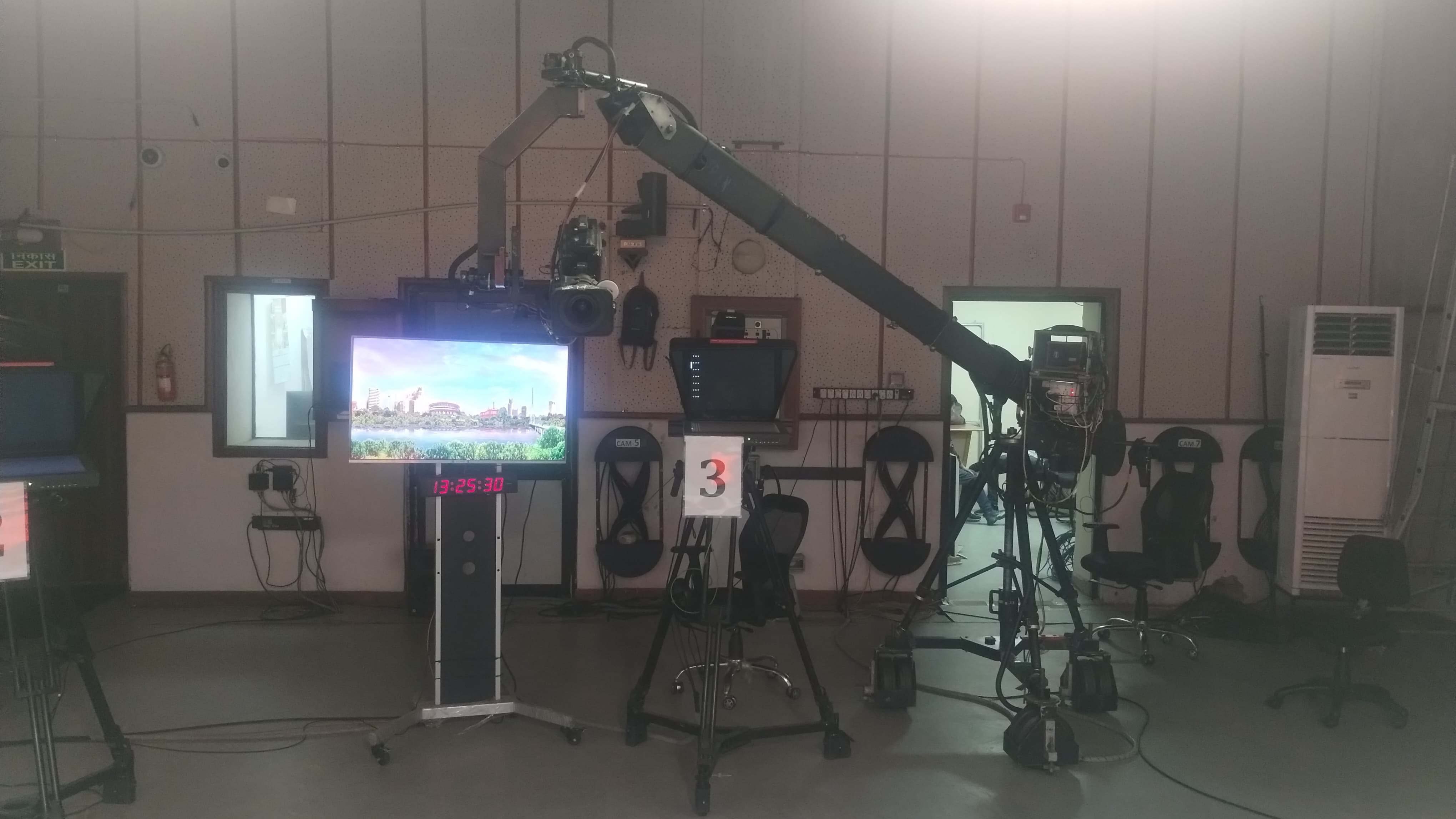 News Studio with news anchor's perspective